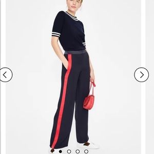 BODEN NWT black wide leg trousers with red stripe